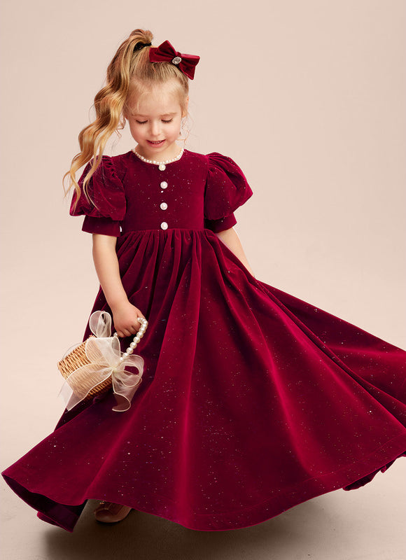 Robe Trapèze Velours Rubis - gallery 2