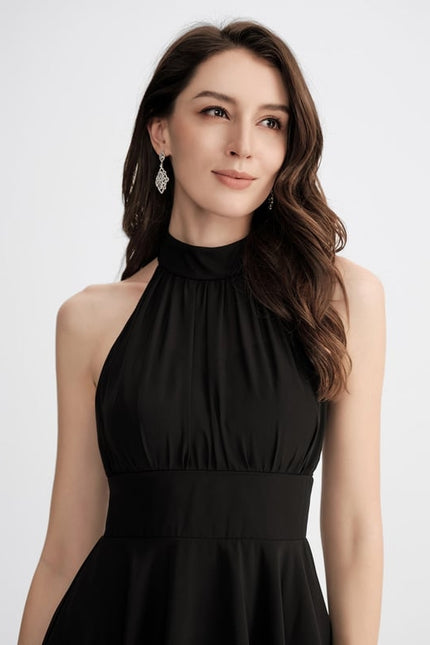 Robe Trapèze Noire Asymétrique Mousseline - gallery 2