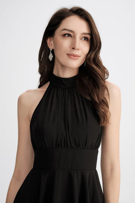 Robe Trapèze Noire Asymétrique Mousseline - gallery 2