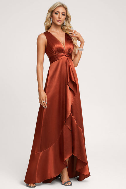 Robe Trapèze Satin Bleu Élégant