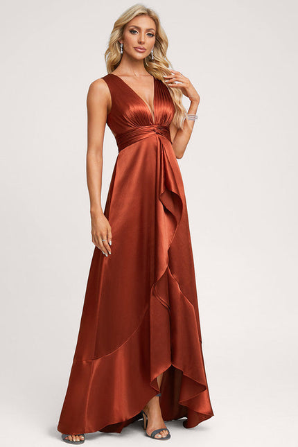 Robe Trapèze Satin Bleu Élégant