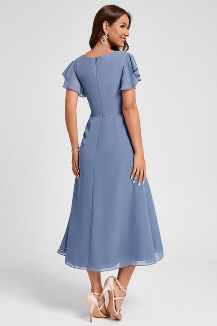 Robe Trapèze Florale Marine - gallery 2