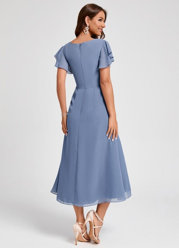 Robe Trapèze Florale Marine - gallery 2