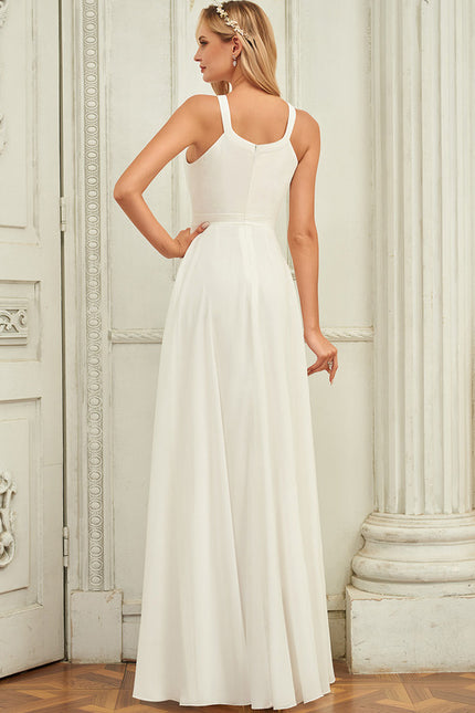 Robe Trapèze Blanc Mousseline Mariée - gallery 1