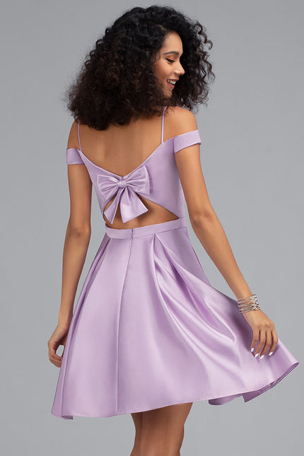Robe Trapèze Lilas Satiné