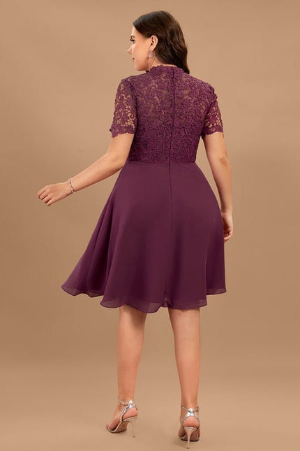 Robe Trapèze Violet Dentelle Douce - gallery 8