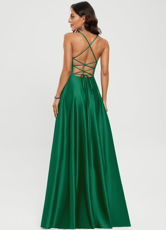 Robe Trapèze Éclat Satiné Doré - gallery 6