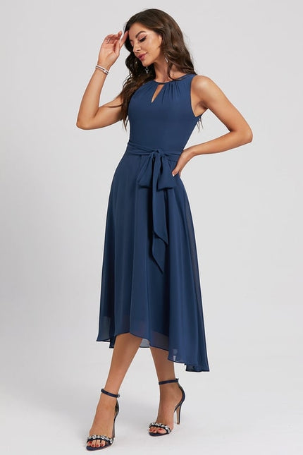 Robe Trapèze Bleue Marine Cocktail - gallery 2