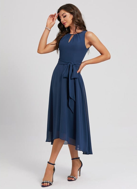Robe Trapèze Bleue Marine Cocktail - gallery 2