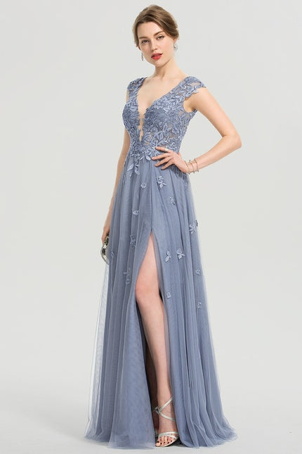 Robe Trapèze Élégance Grise Tulle - gallery 4