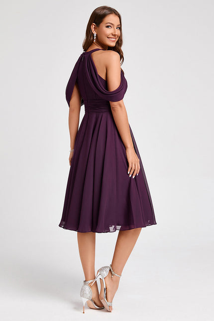 Robe Trapèze Chic Mousseline Violet - gallery 1