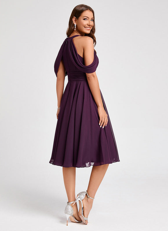 Robe Trapèze Chic Mousseline Violet - gallery 1