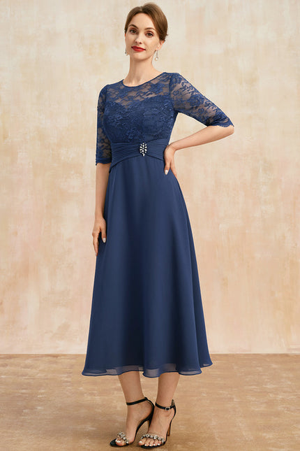Robe Trapèze Élégance Marine Flottante - gallery 3