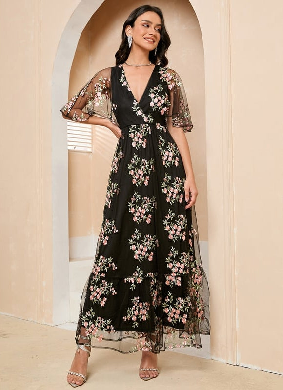 Robe Trapèze Lune Florale - gallery 1