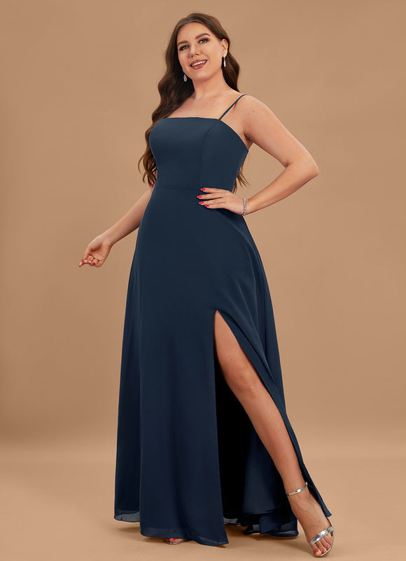 Robe Trapèze Bleue Soirée Longue Slit - gallery 4