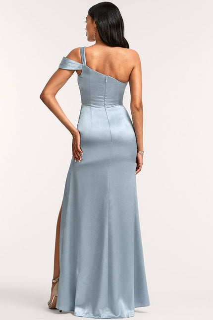 Robe Trapèze Satin Céleste - gallery 4