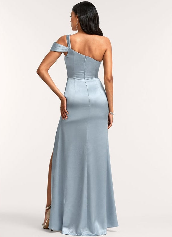 Robe Trapèze Satin Céleste - gallery 4