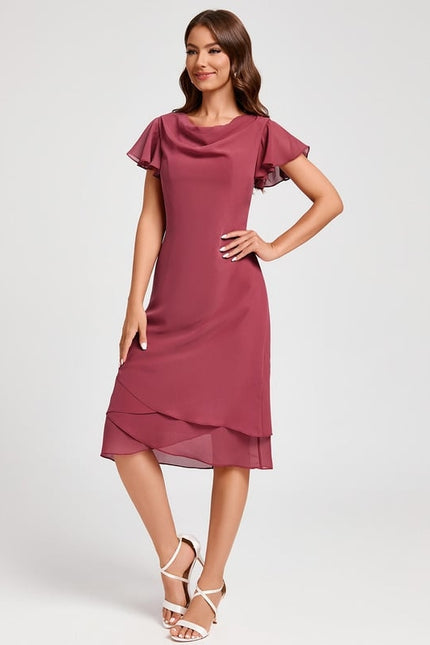 Robe Trapèze Satin Rosé - gallery 5
