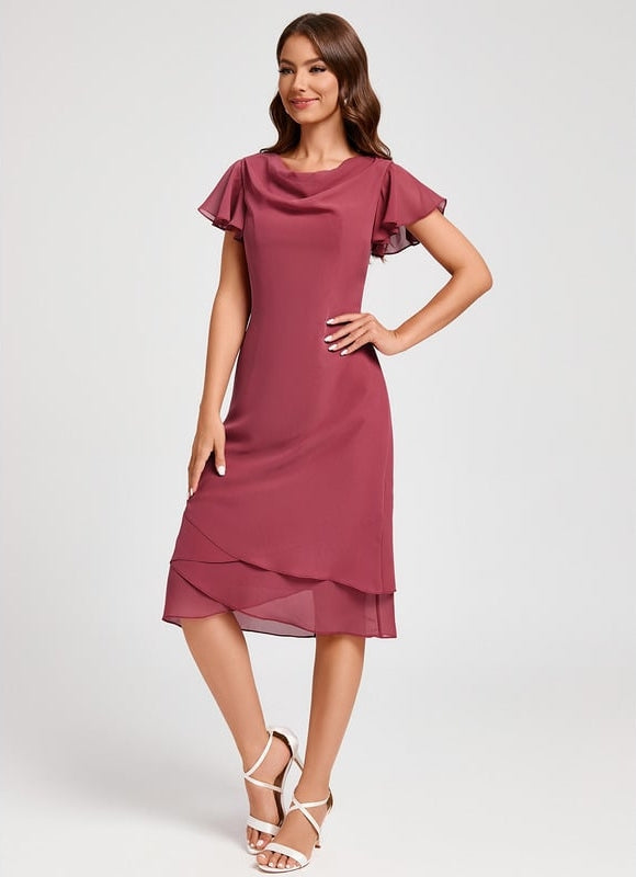 Robe Trapèze Satin Rosé - gallery 5