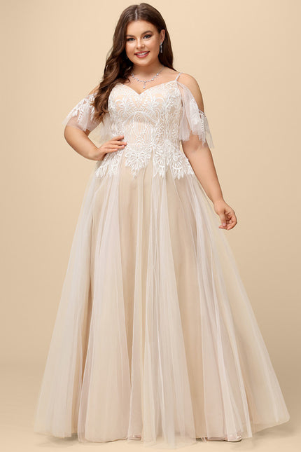Robe Trapèze Blanche Dentelle Tulle Volants - gallery 8