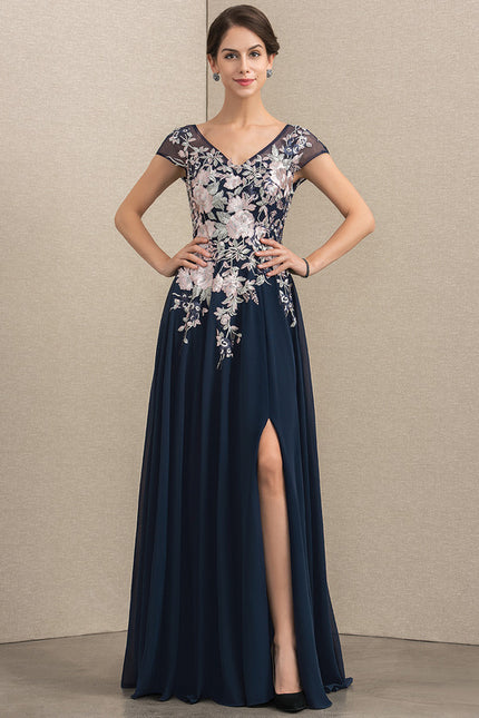 Robe Trapèze Bleu Marine Dentelle Mariée
