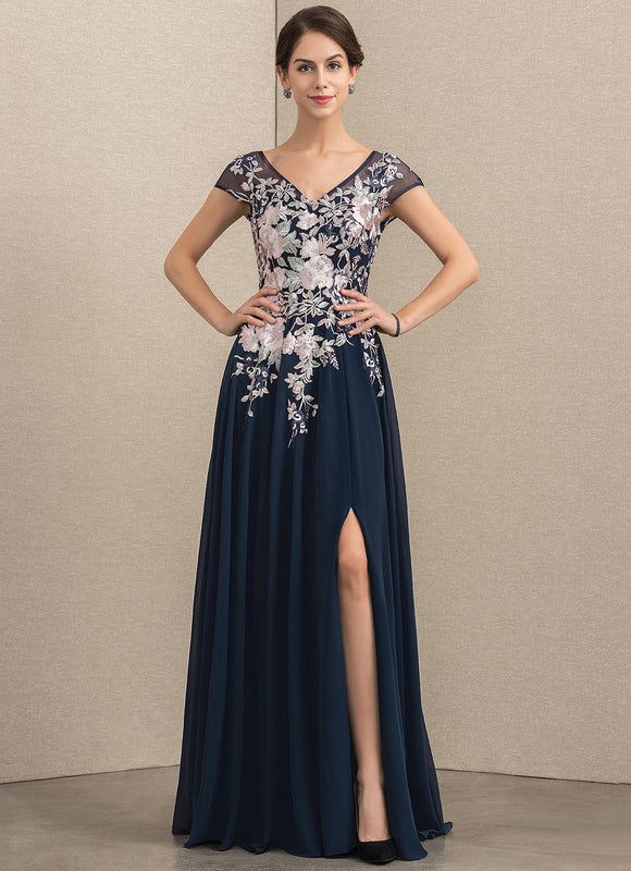 Robe Trapèze Bleu Marine Dentelle Mariée
