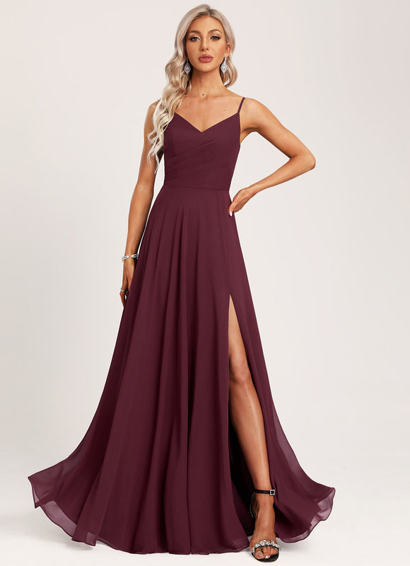 Robe Trapèze Longue Beige Élégante