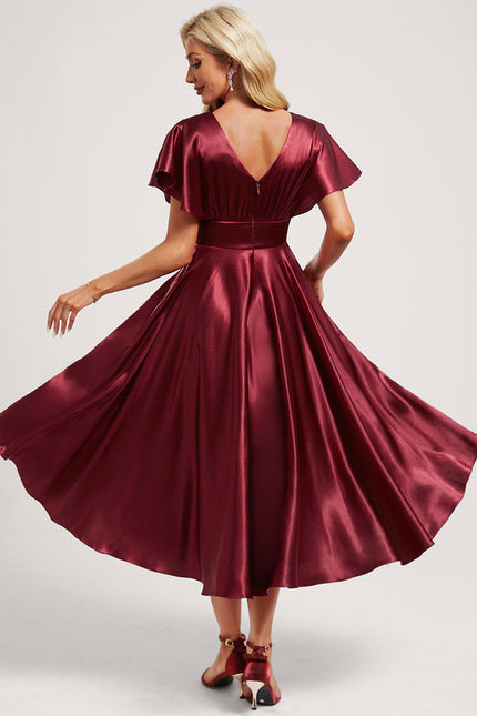 Robe Trapèze Rouge Satiné Élégant - gallery 4