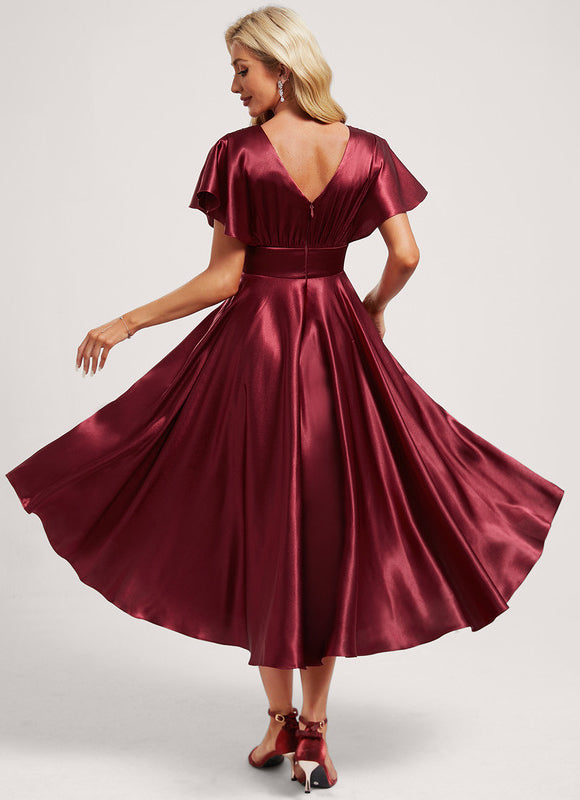Robe Trapèze Rouge Satiné Élégant - gallery 4
