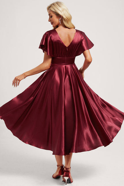 Robe Trapèze Rouge Satiné Élégant - gallery 4