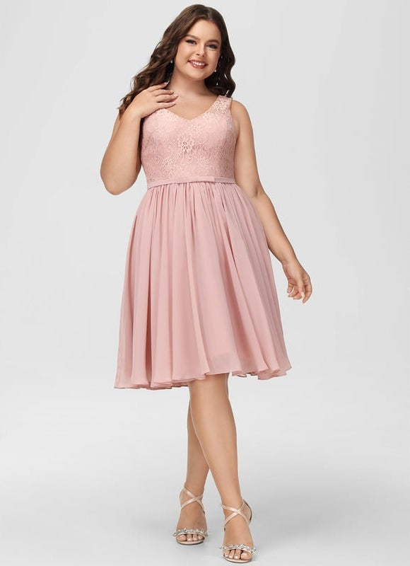 Robe Trapèze Rose Pastel Dentelle Mousseline - gallery 7