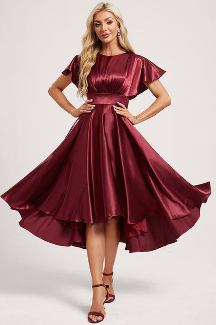 Robe Trapèze Rouge Satiné Élégant