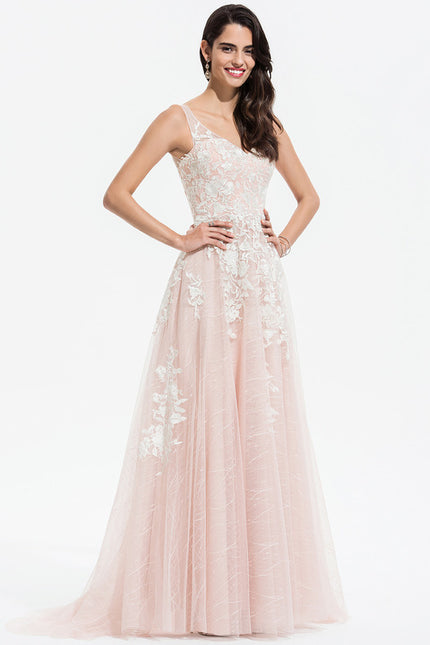 Robe Trapèze Blush Nude Avec Tulle - gallery 3