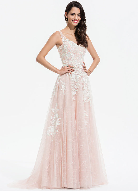 Robe Trapèze Blush Nude Avec Tulle - gallery 3