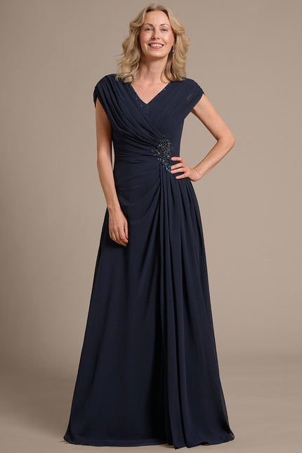 Robe Trapèze Élégance Marine Plissée - gallery 2