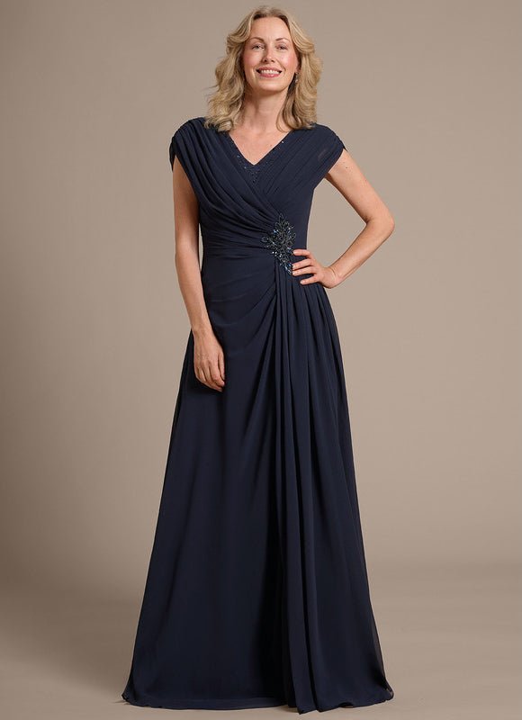 Robe Trapèze Élégance Marine Plissée - gallery 2