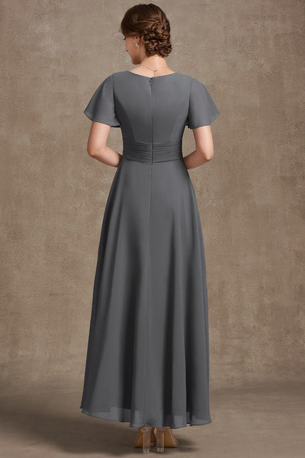 Robe Trapèze Gris Élégance Sereine - gallery 4