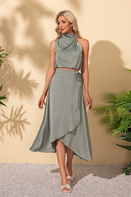 Robe Trapèze Rose Satinée - gallery 1