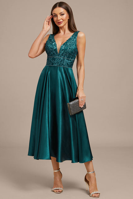 Robe Trapèze Émeraude Éclatante - gallery 4