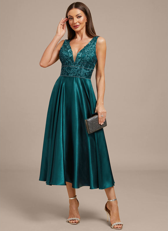 Robe Trapèze Émeraude Éclatante - gallery 4