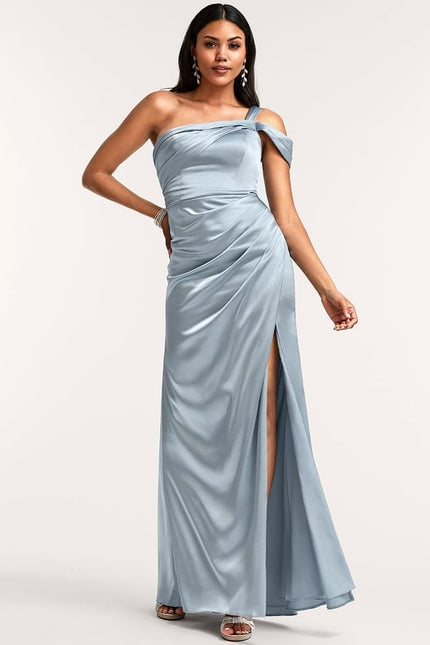 Robe Trapèze Satin Céleste - gallery 2