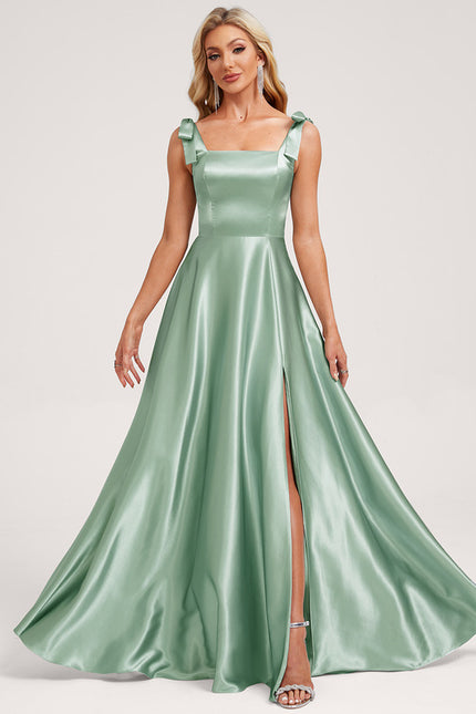 Robe Trapèze Satinée Vert Deau