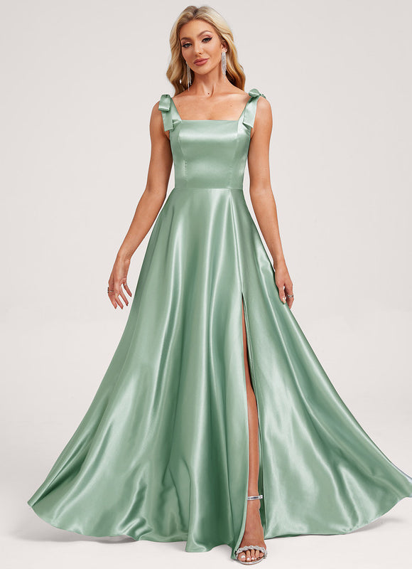 Robe Trapèze Satinée Vert Deau