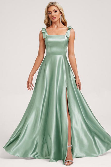 Robe Trapèze Satinée Vert Deau