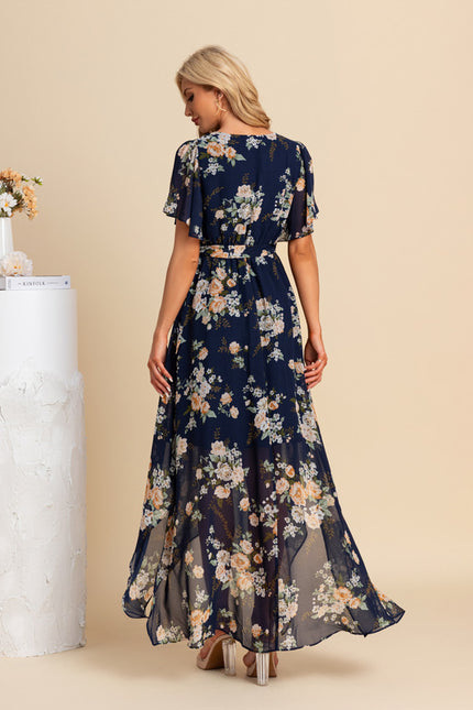 Robe Trapèze Nuit Fleurie Asymétrique - gallery 1