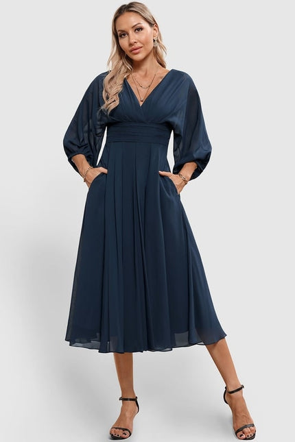 Robe Trapèze Florale Marine