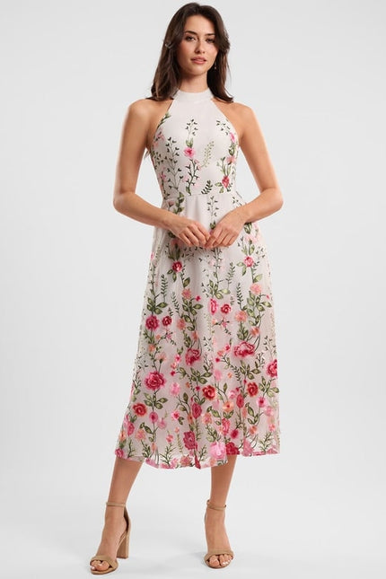 Robe Trapèze Fleurie Noire - gallery 5