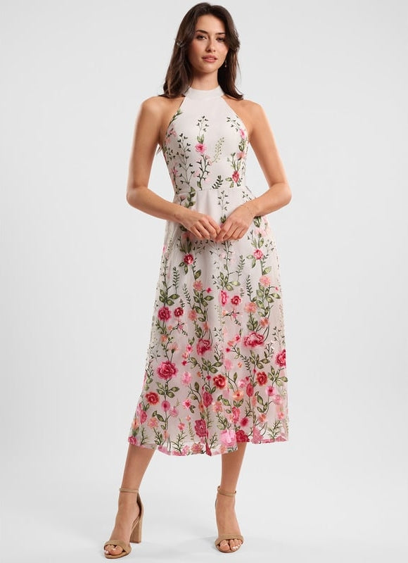 Robe Trapèze Fleurie Noire - gallery 5