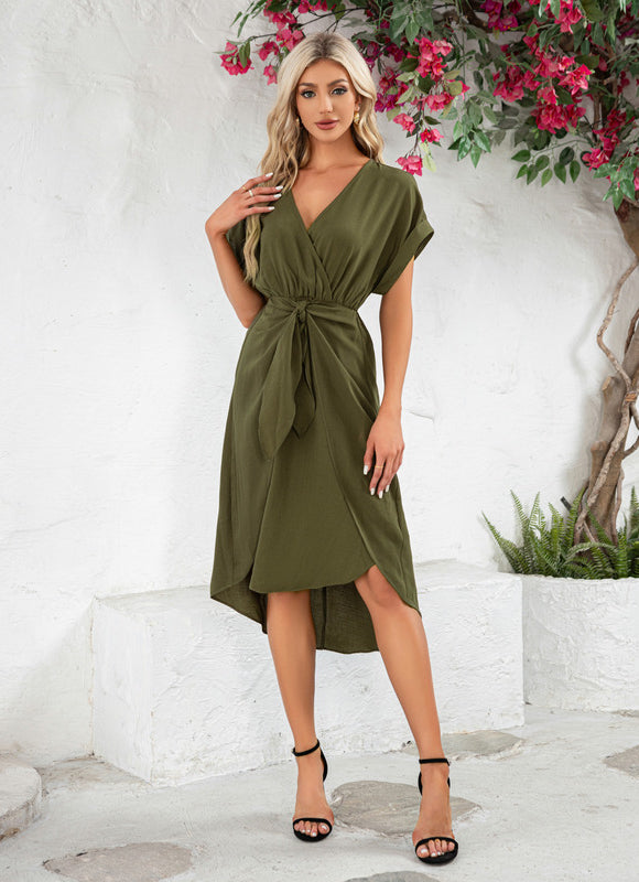 Robe Trapèze Olive Fluide - gallery 4