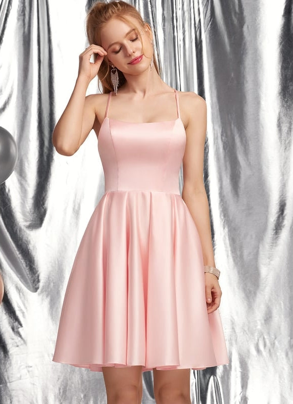 Robe Trapèze Rêve Rosé Satiné - gallery 1